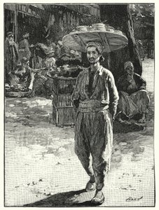 Østlig bager med kurv på hovedet (litho) af Henry Andrew Harper