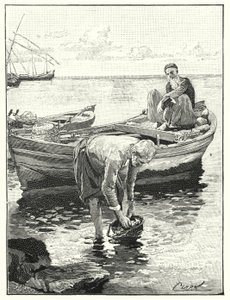 Fiskere ved Tiberias Hav (litho) af Henry Andrew Harper