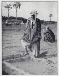 Vanding med foden ved Gizeh, Egypten (litho) af Henry Andrew Harper