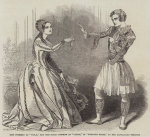 Miss Cushman som Viola og Miss Susan Cushman som Olivia i Twelfth Night på Haymarket Theatre