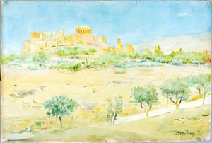 Generel udsigt over Akropolis ved solnedgang af Henry Bacon