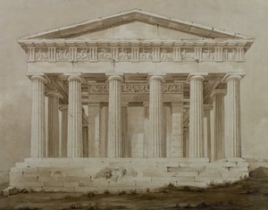 Hefaistos tempel, Athen (sepia wc på papir) af Henry Bailey