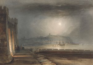 Scarborough Harbor, Yorkshire - Moonlight
