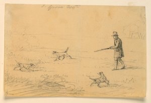 Studie af en gentleman med tre hunde, jagt af Henry Bernard Chalon