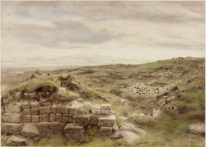 Housesteads, ca. 1848 (blyant og akvarel på papir)