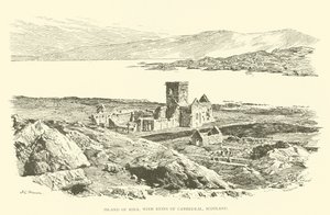 Øen Iona, med ruinerne af katedralen, Skotland (gravering)
