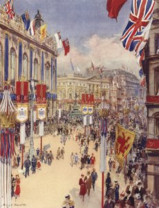Piccadilly Circus, London (farve litho)