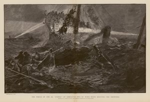 Redning af de druknende under SS Utopias forlis i Gibraltar (kobberstik) af Henry Charles Seppings Wright
