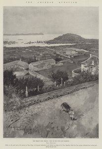 Det kinesiske spørgsmål, traktaten Port Chefoo, udsigt over byen og havnen af Henry Charles Seppings Wright