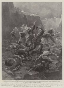 The Indian Frontier Rising, Dorsetshire-mændene kæmper hånd-til-hånd med fjenden i en Nullah på Tseri-Kandao-passet af Henry Charles Seppings Wright