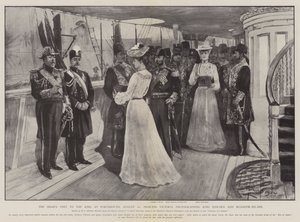 Shahs besøg hos kongen i Portsmouth, 20. august, prinsesse Victoria fotograferer kong Edward og Muzaffir-ed-Din