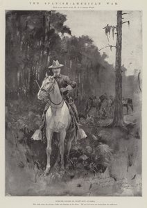 Den spansk-amerikanske krig med kavaleriet af vagttjeneste ved Tampa (gravering) af Henry Charles Seppings Wright