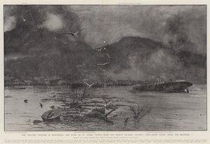 Den vulkanske katastrofe på Martinique, ruinerne af St Pierre set fra den franske krydser Suchet, 48 timer efter udbruddet af Henry Charles Seppings Wright