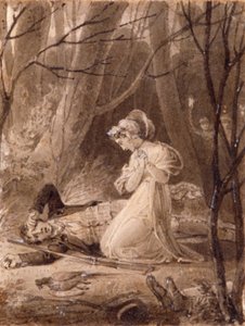 Scene fra George Crabbes Tales of the Hall, 1800-tallet. af Henry Corbould
