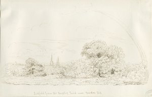 Lichfield - North View (fjern): pentegning, nd [1788-1855] (tegning)