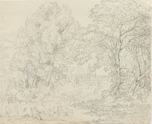 Tamworth - Landlig udsigt: pen- og blæktegning, nd [1788-1855]