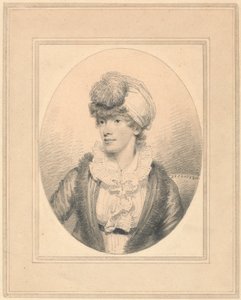 Portræt af en ung dame i en turban af Henry Edridge