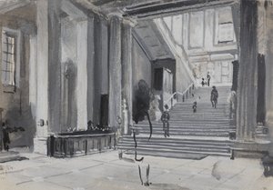Interior view of the British Museum showing the main staircase, 1884dani