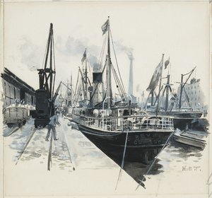 Indlæsning i Pomona Dock af Henry Edward Tidmarsh