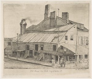 Old House, Corner of Peck Slip and Water Street fra Scenes of Old New York, 1870.