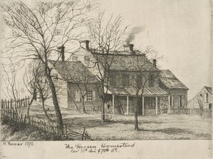 The Harsen Homestead, hjørnet af 10th Avenue og 70th Street fra Scenes of Old New York, 1876.