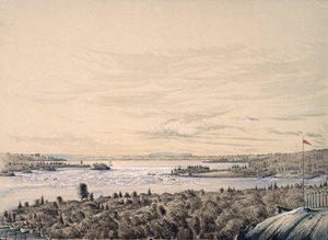 Sault de Ste. Marie mellem Lakes Huron og Superior, 1842 (wc på papir)