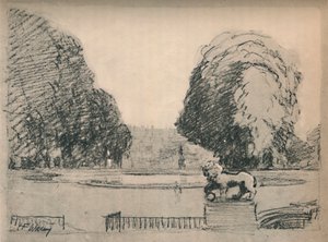 I en melankolsk ramme af gamle klippede træer, c1927, 1927