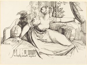 En kvinde sidder ved vinduet af Johann Heinrich Füssli