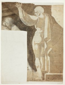 Mandsfigur med venstre arm hævet set bagfra og fragment af gammel mand af Johann Heinrich Füssli