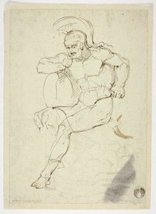 Siddende kriger (recto); gående kriger (verso)