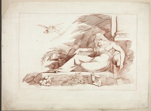 Sovende kvinde med en amor af Johann Heinrich Füssli