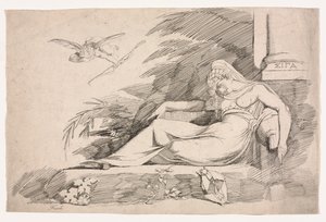 Sovende kvinde med en cupid af Johann Heinrich Füssli