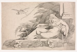 Sovende kvinde med en amor, 1780-1790. af Johann Heinrich Füssli