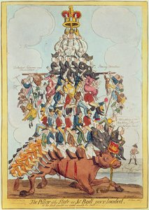 Statens søjle, eller John Bull overbelastet, efter Cruikshank i 1819, 1827 (se 22565)