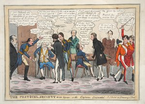 Protokolsamfundet i oprør eller konferenterne forvirrede. En skitse i Downing Street, pub. 1831 (håndfarvet gravering)