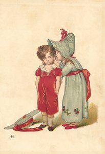 Hviskende mennesker (farve litho)