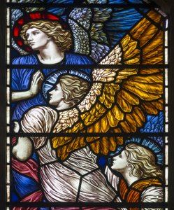 Buckland, St Mary, James Powell & Sons, Henry Holiday, The Barcote Chapel, Praising Angels, 1889 af Henry Holiday