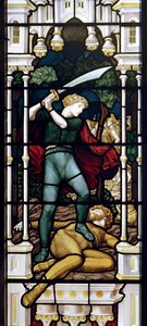 David & Goliath, 1881-83 (farvet glas) af Henry Holiday
