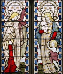 Faith and Charity, 1871 (farvet glas) af Henry Holiday