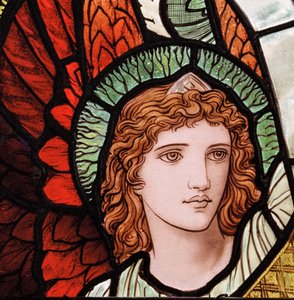 Grasmere, St. Oswald, James Powell & Sons, Henry Holiday, Ministering Angels, detalje, 1893 af Henry Holiday