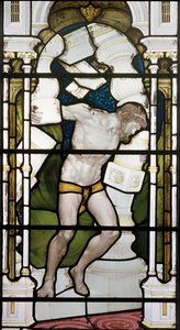 Samson og søjlerne, 1881-83 (farvet glas) af Henry Holiday