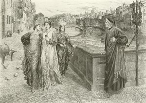Det første møde mellem Dante og Beatrice (dybtryk)