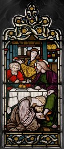Vask af fødder, 1866 (farvet glas) af Henry Holiday
