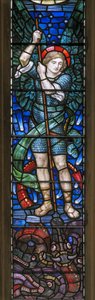 Yeovil, St John The Baptist, Lowndes & Drury, Henry Holiday, Ærkeenglen St Michael & Dragons, 1917-18 af Henry Holiday