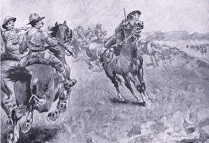 Kapløbet om kommandoen over Philips Town Road, fra After Pretoria: The Guerilla War udgivet af Harmsworth Bros Limited, 1901 af Henry Inglis Jodrel Sheldon Williams