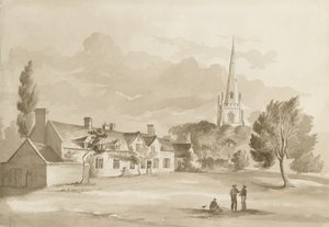 Brewood Church: sepia tegning, 1844