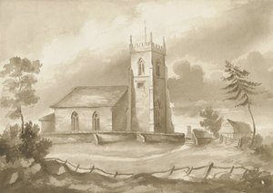 Codsall Church: sepia tegning, nd [1844] af Henry James Noyes