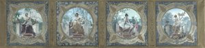 Skitse til Lobau-galleriet på rådhuset i Paris: Poesi. Glæde. La Danse. La Grace, i 1890 (olie på lærred) af Henry Jean Louis Boureau