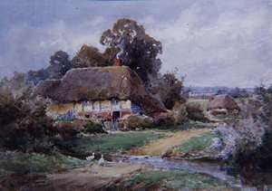 A Hampshire Watersplash (akvarel) af Henry John Sylvester Stannard