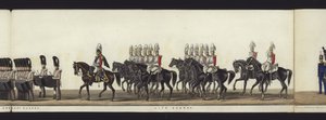 Del af panoramaudsigt over hele begravelsesoptoget af Arthur, hertug af Wellington (farvet akvatint)